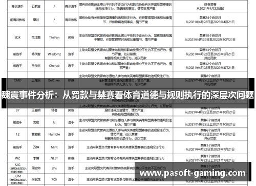 魏震事件分析：从罚款与禁赛看体育道德与规则执行的深层次问题